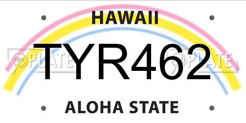 TYR462 Hawaii License Plate
