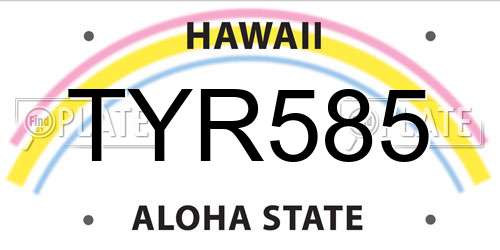 TYR585 Hawaii License Plate