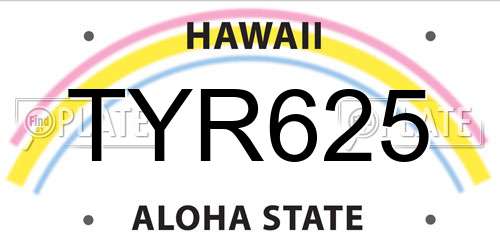 TYR625 Hawaii License Plate
