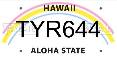 TYR644 Hawaii License Plate
