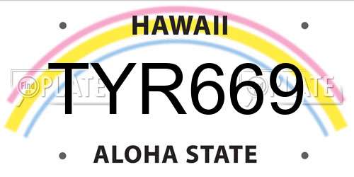 TYR669 Hawaii License Plate
