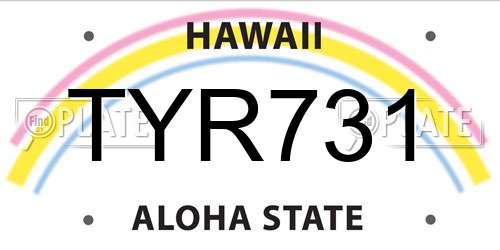 TYR731 Hawaii License Plate