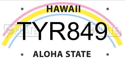 TYR849 Hawaii License Plate
