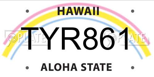TYR861 Hawaii License Plate