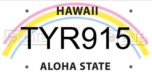 TYR915 Hawaii License Plate