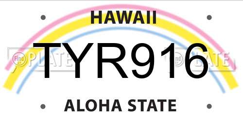 TYR916 Hawaii License Plate