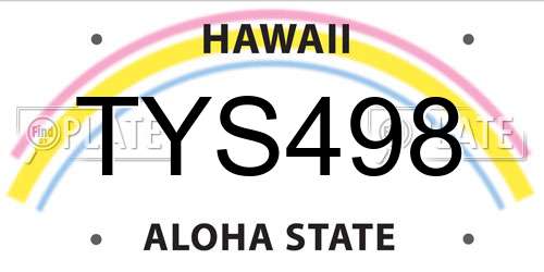 TYS498 Hawaii License Plate