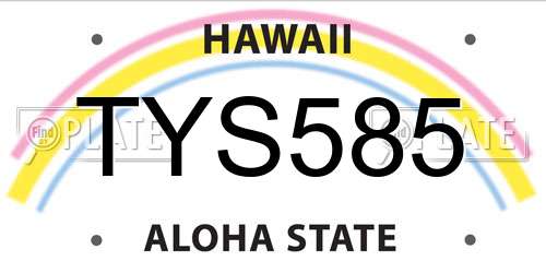TYS585 Hawaii License Plate