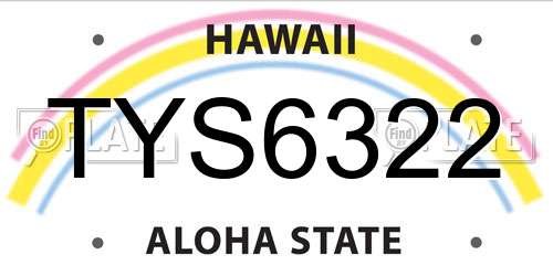 TYS6322 Hawaii License Plate