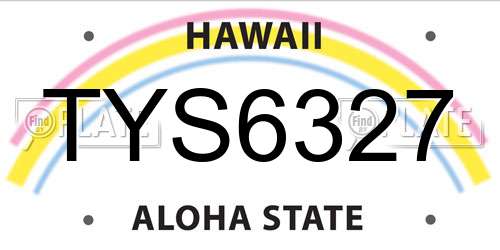 TYS6327 Hawaii License Plate