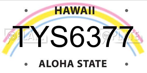 TYS6377 Hawaii License Plate