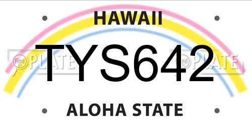 TYS642 Hawaii License Plate