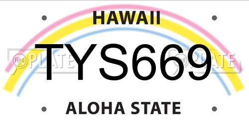 TYS669 Hawaii License Plate