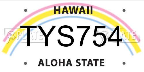 TYS754 Hawaii License Plate