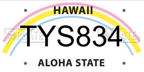 TYS834 Hawaii License Plate