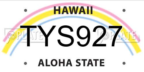 TYS927 Hawaii License Plate