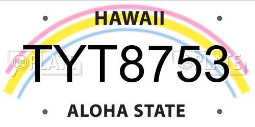 TYT8753 Hawaii License Plate