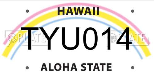TYU014 Hawaii License Plate
