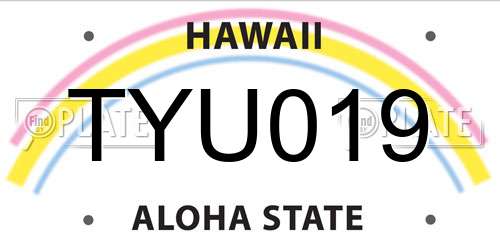 TYU019 Hawaii License Plate