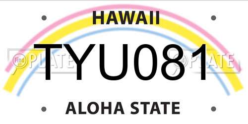 TYU081 Hawaii License Plate