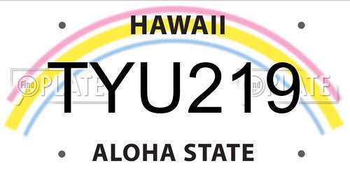 TYU219 Hawaii License Plate