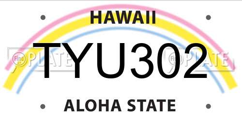 TYU302 Hawaii License Plate