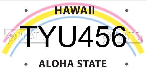 TYU456 Hawaii License Plate