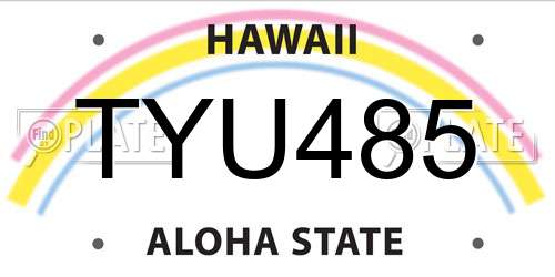 TYU485 Hawaii License Plate