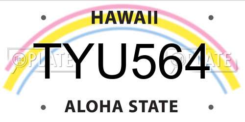 TYU564 Hawaii License Plate