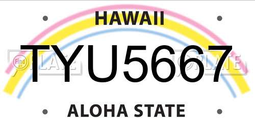 TYU5667 Hawaii License Plate