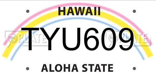 TYU609 Hawaii License Plate
