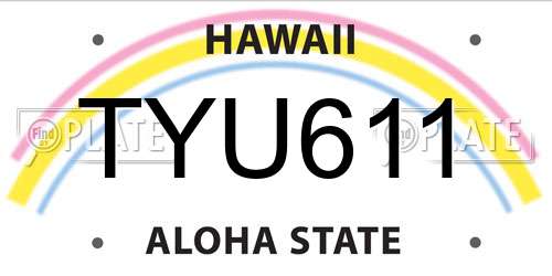 TYU611 Hawaii License Plate