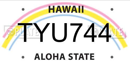 TYU744 Hawaii License Plate