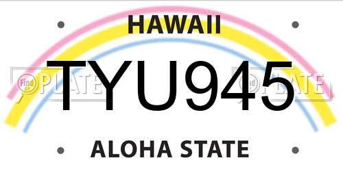 TYU945 Hawaii License Plate
