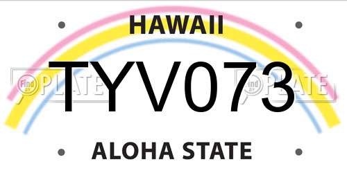 TYV073 Hawaii License Plate