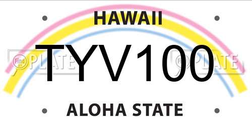 TYV100 Hawaii License Plate