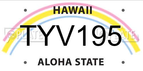 TYV195 Hawaii License Plate