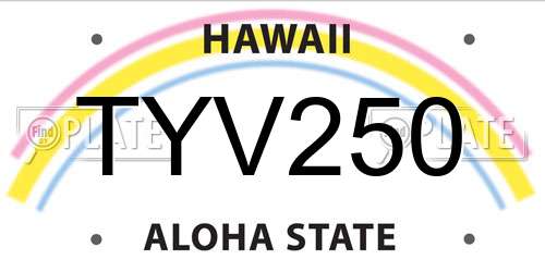 TYV250 Hawaii License Plate