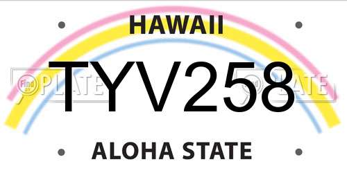 TYV258 Hawaii License Plate