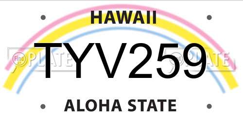 TYV259 Hawaii License Plate