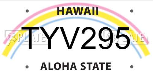 TYV295 Hawaii License Plate