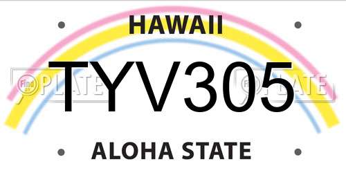 TYV305 Hawaii License Plate