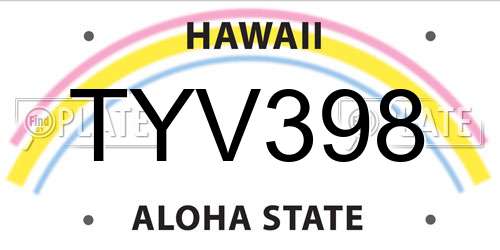 TYV398 Hawaii License Plate