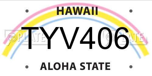 TYV406 Hawaii License Plate