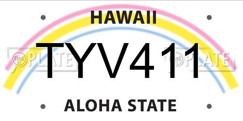TYV411 Hawaii License Plate