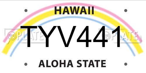 TYV441 Hawaii License Plate