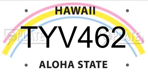 TYV462 Hawaii License Plate