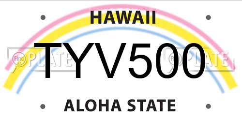 TYV500 Hawaii License Plate