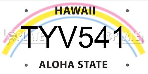 TYV541 Hawaii License Plate