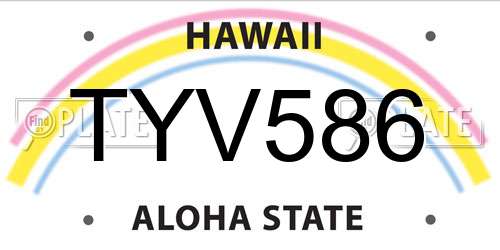 TYV586 Hawaii License Plate